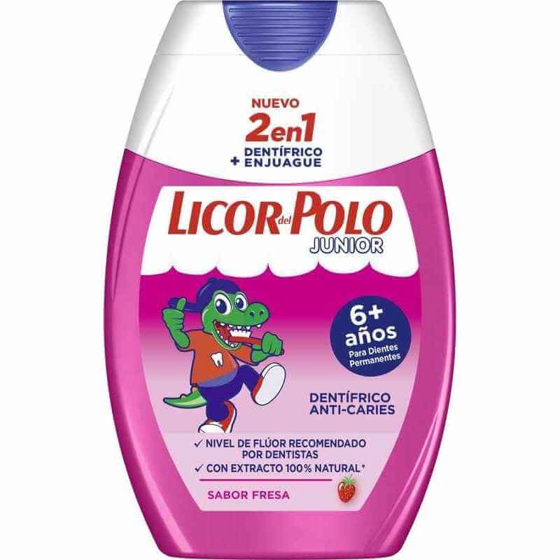 Licor Del Polo Dentífrico Junior 2 en 1 Fresa 75 Ml