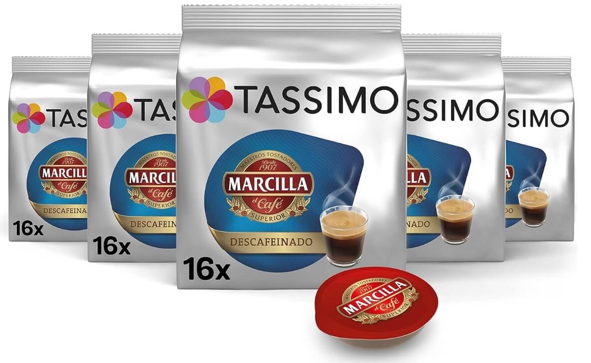 Tassimo Marcilla Café Descafeinado Pack 80 Cápsulas - Sabor Auténtico Sin Cafeína