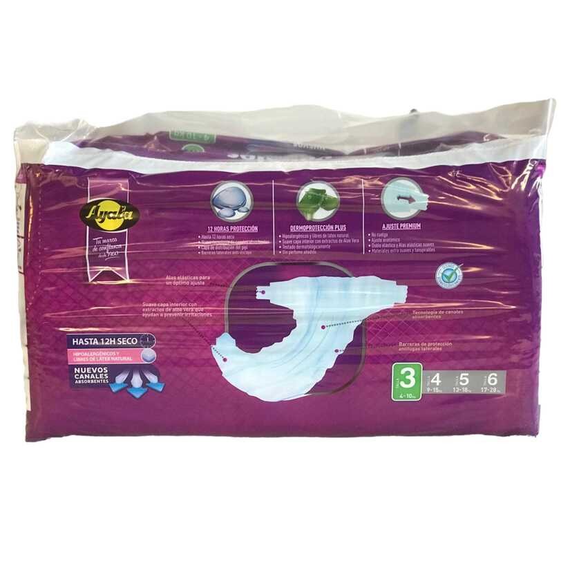 Ayala Pañales Talla 3 (4-10 kg) 56 Unidades – Máxima Protección y Comodidad para tu Bebé