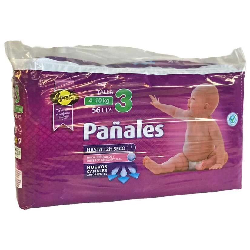 Ayala Pañales Talla 3 (4-10 kg) 56 Unidades – Máxima Protección y Comodidad para tu Bebé