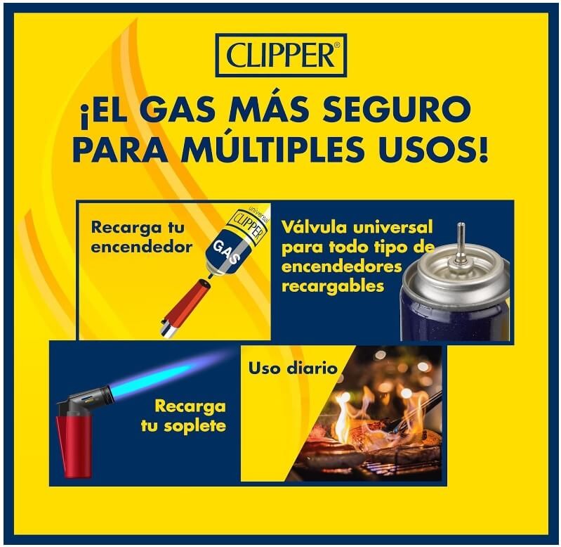 Clipper Gas Azul Para Mecheros 300 ml - Recarga 100% Isobutano para Encendedores y Mecheros con Máxima Seguridad