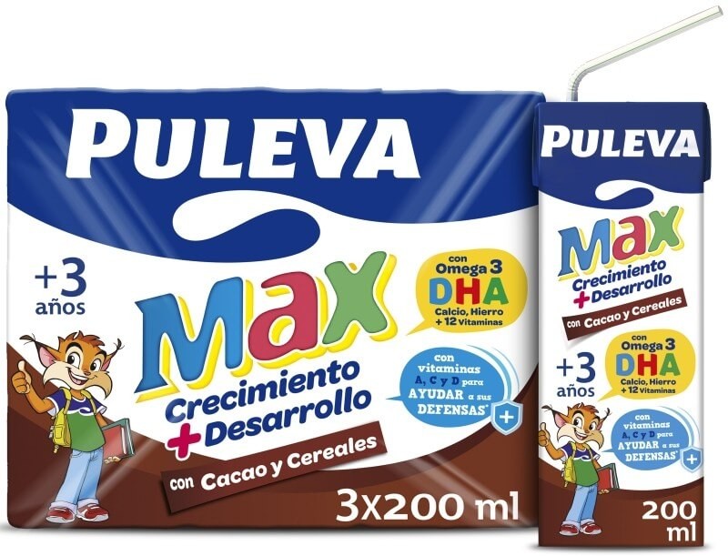Puleva Max Crecimiento Cacao y Cereales Pack 3 x 200 ml - Nutrición y Sabor para los Más Pequeños