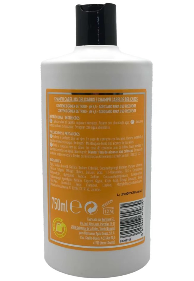 Ayala Champú Cabellos Delicados con Keratina 750 ml - Cuidado Suave y Protección Total