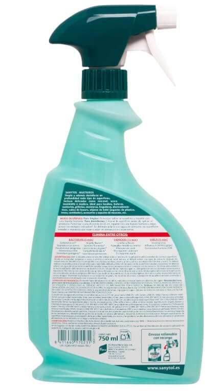 Sanytol Multiusos Desinfectante Eucaliptus Pack de 4 x 750 ml - Limpieza y Desinfección Sin Lejía