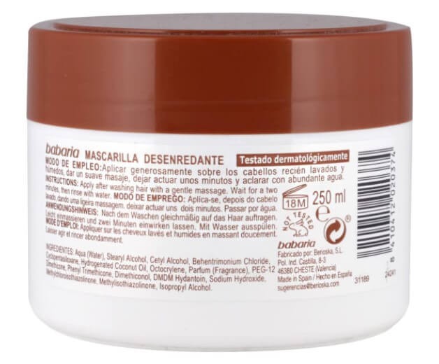 Babaria Mascarilla Desenredante Aceite de Coco 250 ml