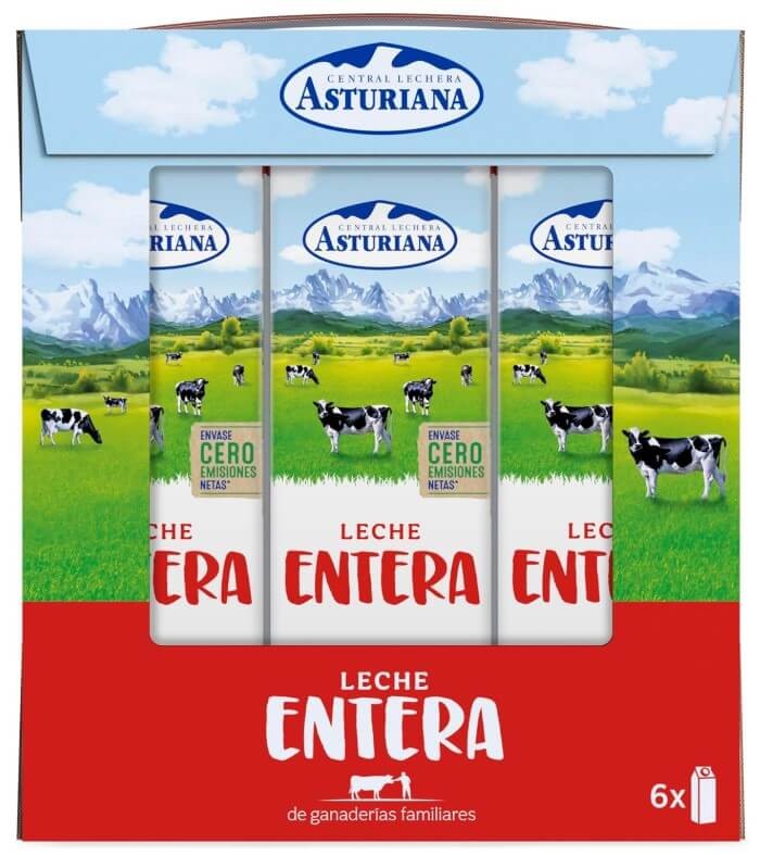 Central Lechera Asturiana Leche Entera Pack 6 x 1L – Sabor y Nutrición de Origen Natural