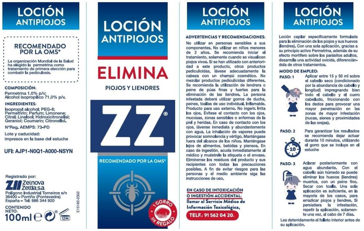 ZZ Loción Antipiojos 100 ml - Eliminación Eficaz de Piojos y Liendres