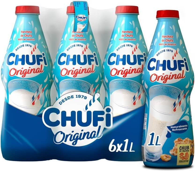 Chufi Original Horchata de Chufa Pack de 6 x 1L - Tradición Valenciana con Sabor Auténtico