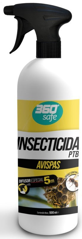 360 Safe Insecticida Avispas PTB 500 ml – Difusor de Largo Alcance para Control Rápido y Seguro de Nidos