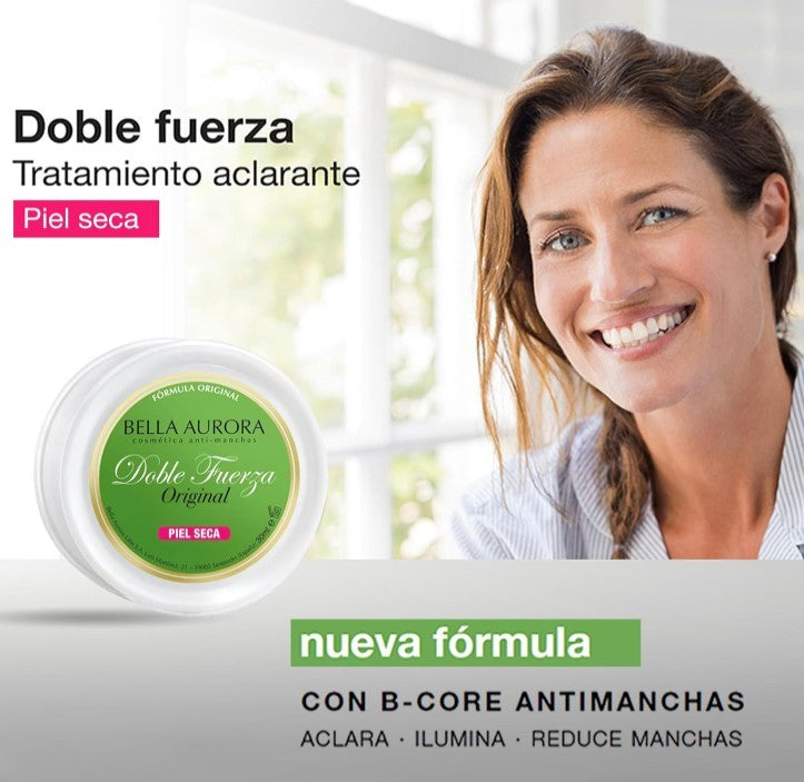 Bella Aurora Doble Fuerza Crema Piel Seca 30 ml – Nutrición y Luminosidad para una Piel Sin Manchas