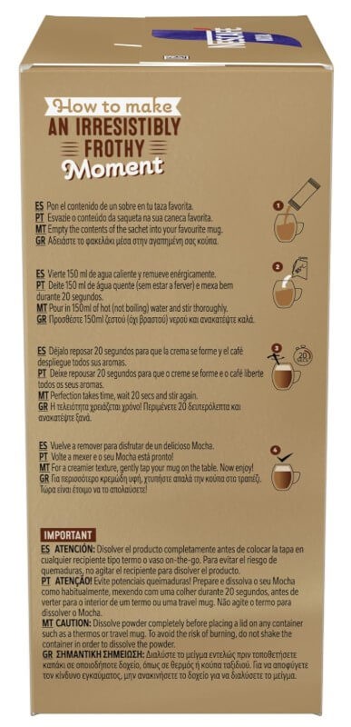 Nescafé Mocha Café Soluble Pack de 6 Total 48 Sobres – Café Cremoso con Sabor a Chocolate en Formato Práctico