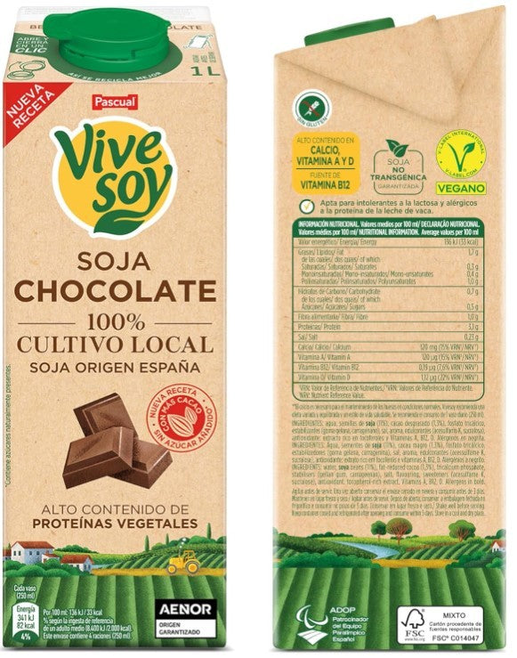 Vivesoy Bebida Vegetal Soja y Chocolate 6 x 1L