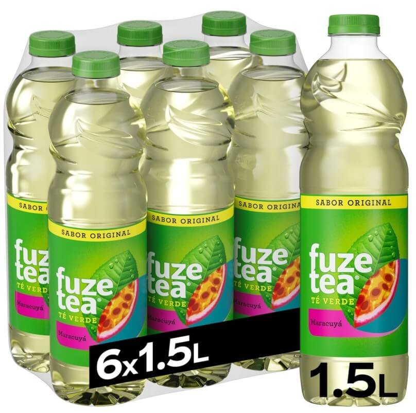 Fuze Tea Té Verde Maracuyá Pack 6 x 1,5L – Refresco Tropical con Sabor Original y Natural