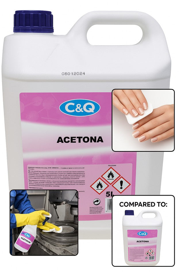 Acetona Pura 5L Profesional C&Q – Para Uñas, Limpieza y Esmaltes