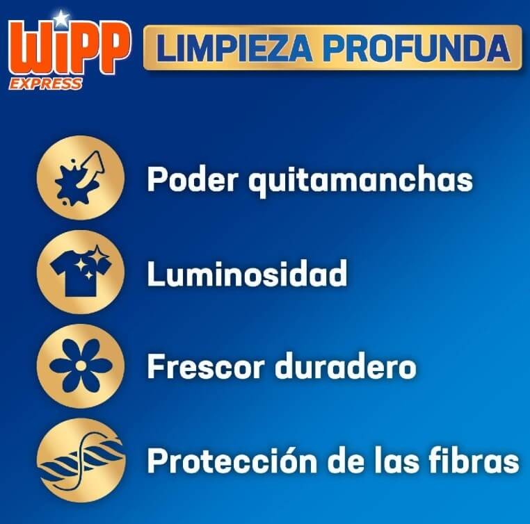 Wipp Express Detergente en Polvo 80 Lavados – Poder Quitamanchas en Frío y Frescor Higiénico