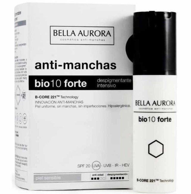 Bella Aurora bio10 forte Anti-manchas Piel Sensible 30 ml – Tratamiento Despigmentante Intensivo para un Rostro Radiante
