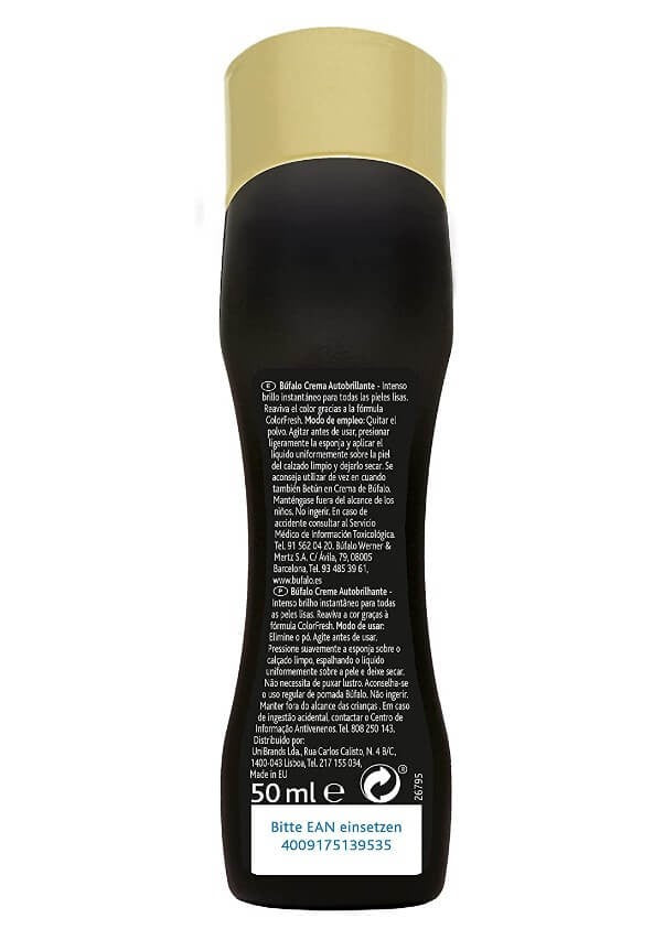 Búfalo Crema Autobrillante Negro 50 ml – La solución perfecta para un calzado impecable