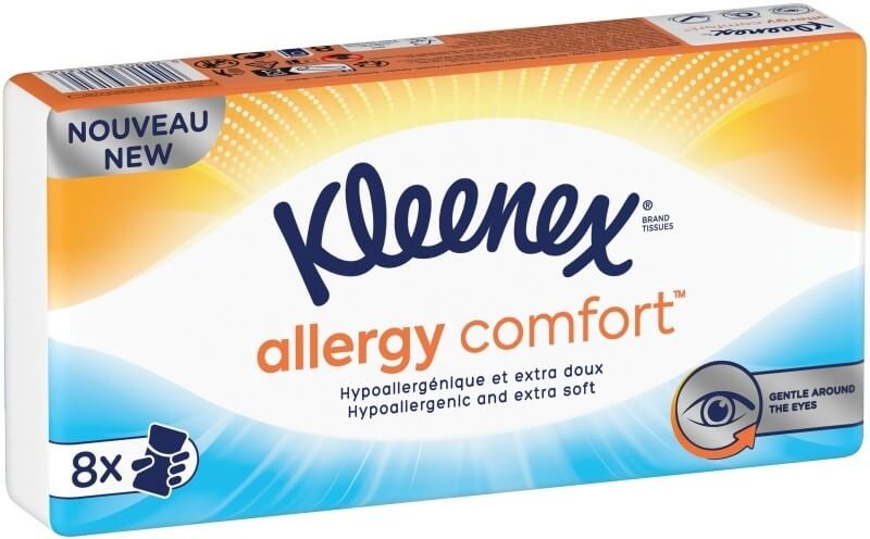 Pañuelos Kleenex Allergy Comfort 8U - Extra Suavidad e Hipoalergénicos para el Cuidado de tu Piel Sensible