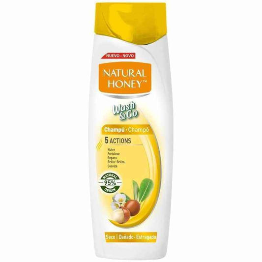 Natural Honey Wash & Go Champú 5 Actions Cabello Seco 400 ml – Nutrición y Reparación con Ingredientes de Origen Natural