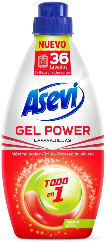 Asevi Gel Power Lavavajillas Cítrico 36D 700 ml