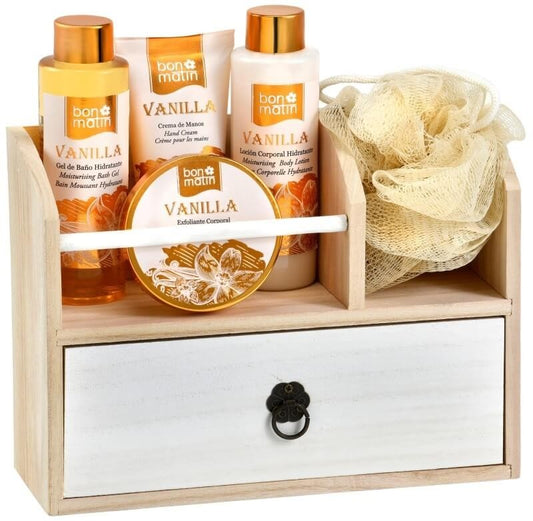 Bon Matin Cesta Baño Natural Cajón De Madera Vainilla
