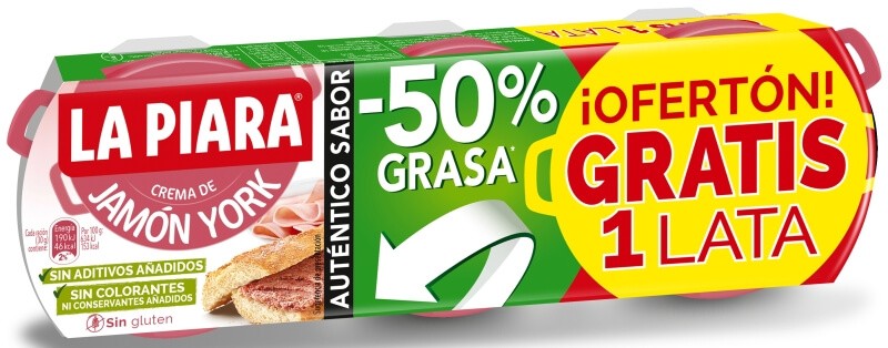 La Piara Paté Jamón York Pk 2 + 1 77 Gr