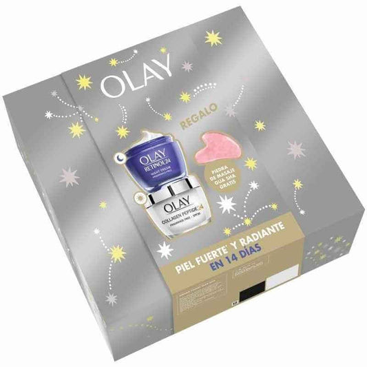 Olay Estuche Collagen Peptide 24 SPF30 50 Ml + Crema Retinol 24 Día 50 Ml + Piedra De Masaje Gua Sha