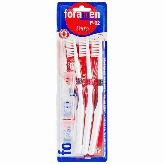 Foramen Cepillo Dental 92 Duro Con Capuchón 3 Unidades