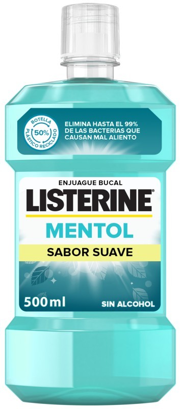 Listerine Enjuague Bucal Mentol 0 Alcohol Sabor Suave 500 Ml