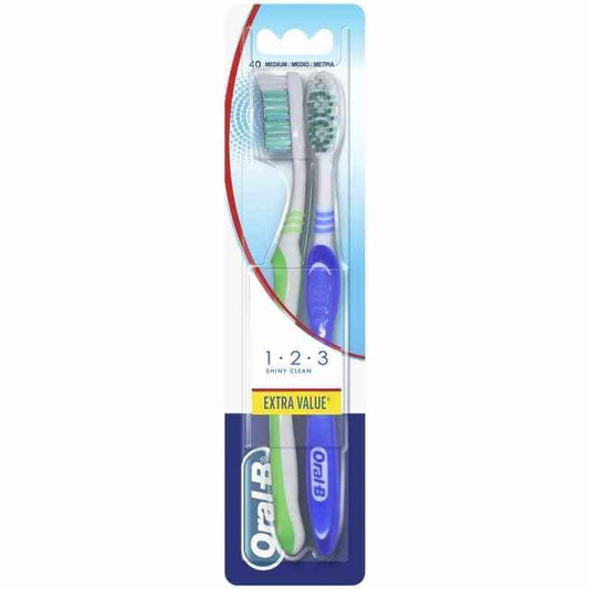 Oral-B Cepillo Dental 1 2 3 Ind Clean Medio 2 Unidades