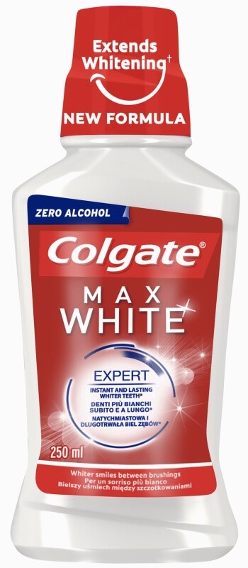 Colgate Max White Expert Enjuague Bucal 250 ml – Blanqueamiento Avanzado y Frescor Duradero