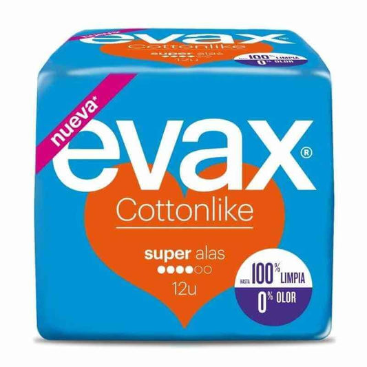 Evax Compresa Cottonlike Super Con Alas 12 Unidades