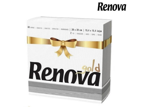 Renova Servilleta Gold Blanca 40 Und