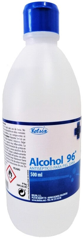 Kelsia Alcohol 96º Antiséptico 500 ml – Higiene y Desinfección Segura para Piel Sana