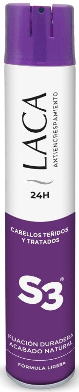 S3 Laca Cabello Teñido Antiencrespamiento 400ml – Fijación Duradera con Acabado Natural