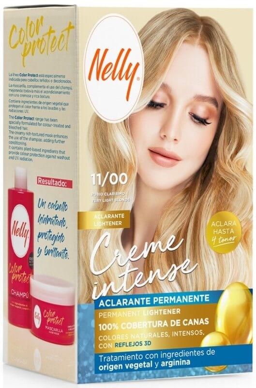 Nelly Creme Intense Tinte Aclarante Permanente 11/00 Rubio Clarísimo  – Aclara hasta 4 tonos con el máximo cuidado
