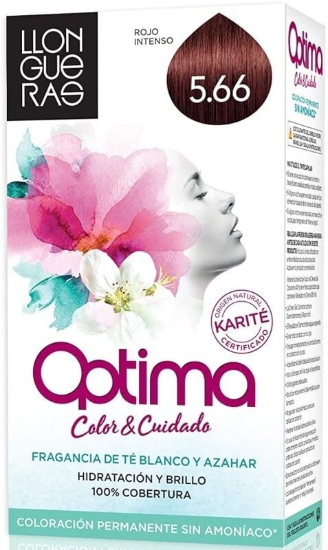 Llongueras Optima Tinte de Pelo Color Rojo Intenso 5.66 - Coloración Permanente sin Amoníaco