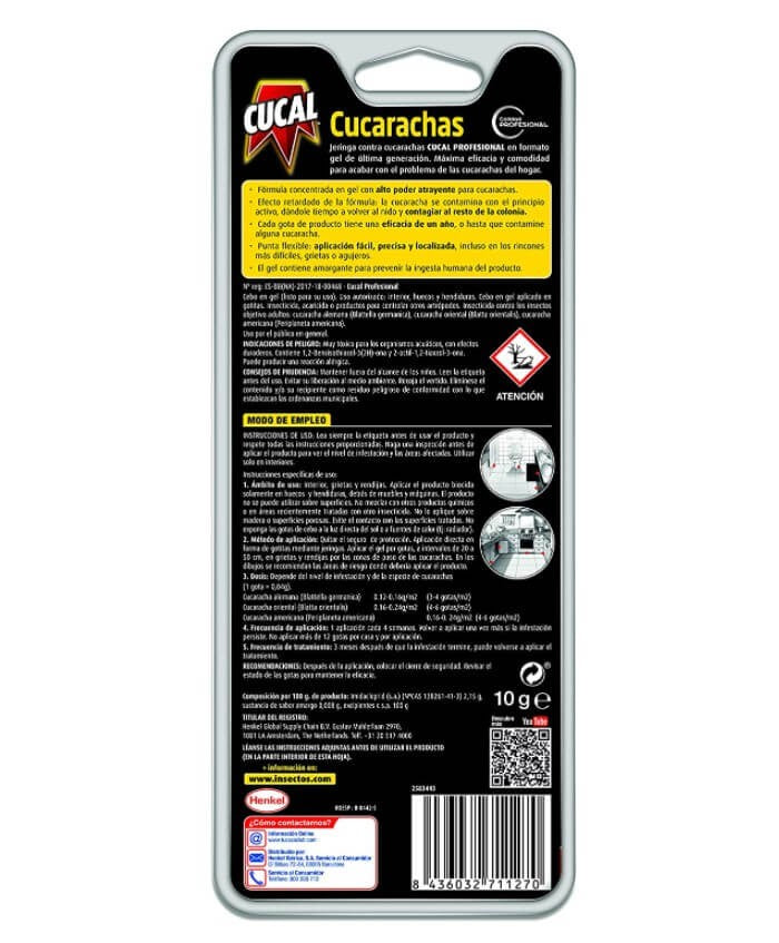 Cucal Jeringa Insecticida Cucarachas 10G - Eliminación Rápida y Eficaz