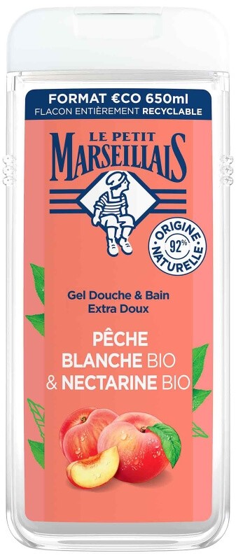 Le Petit Marseillais Gel Douche Extra Doux Pêche Blanche Bio & Nectarine Bio 650 Ml