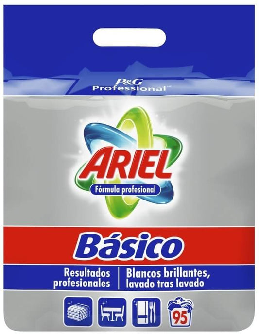 Ariel Básico Profesional 95 Lavados - Blancos Brillantes con Fórmula Profesional