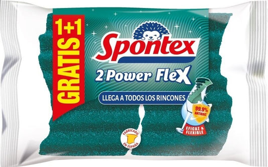 Spontex 2 Power Flex Estropajos Antibacterias 2U – Potencia y Flexibilidad para una Limpieza Superior