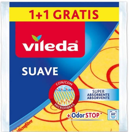 Vileda Bayeta Suave 1+1 Gratis 35x40 cm - Limpieza Eficaz y Duradera