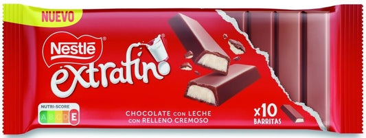 Nestlé Extrafino Chocolate con Leche y Relleno Cremoso 100 g – 10 Barritas Irresistibles