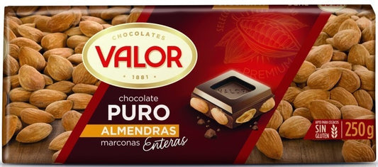 Valor Chocolate Puro con Almendras Enteras 250G - Disfruta del Sabor Intenso de la Tradición