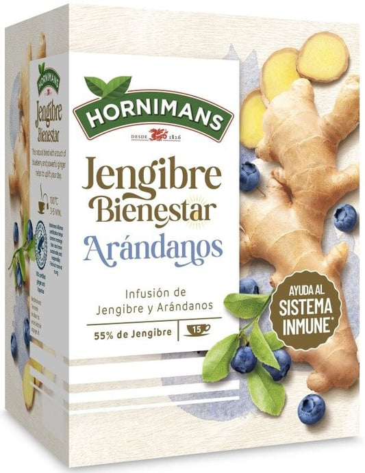Hornimans Jengibre Bienestar Arándanos 15 Sobres – Infusión Natural para el Sistema Inmune