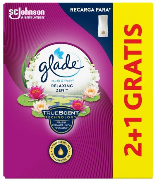 Glade Recarga Touch & Fresh Relaxing Zen 2+1 Gratis – Fragancia Duradera y Relajante