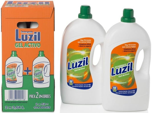 Luzil Detergente Líquido Gel Activo 52D 3,64L Duplo