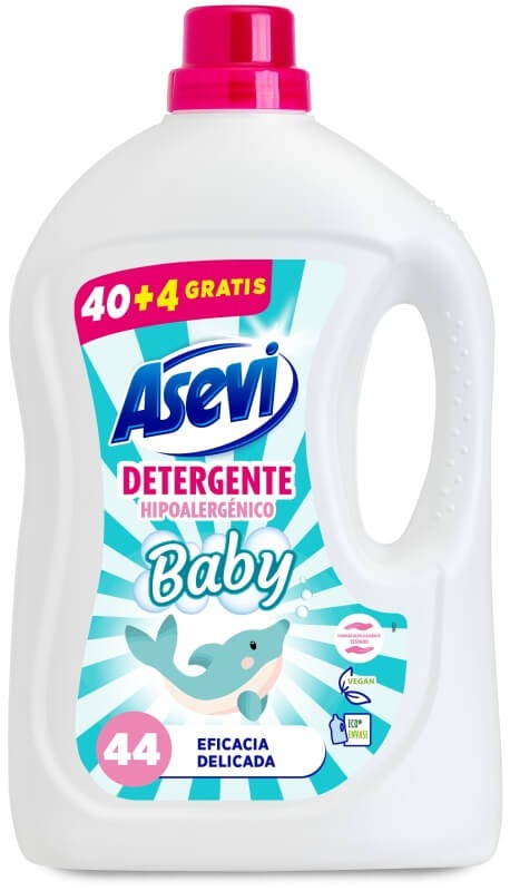 Asevi Detergente Líquido Hipoalergénico Baby 44D 2.3L - Suavidad y Cuidado para la Ropa del Bebé