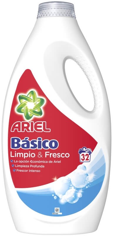 Ariel Básico Limpio & Fresco Detergente Líquido 32 Lavados – Limpieza Profunda y Frescura Intensa