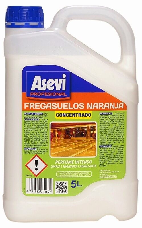Asevi Profesional Fregasuelos Naranja Concentrado 5L - Limpieza Eficiente para Negocios y Profesionales